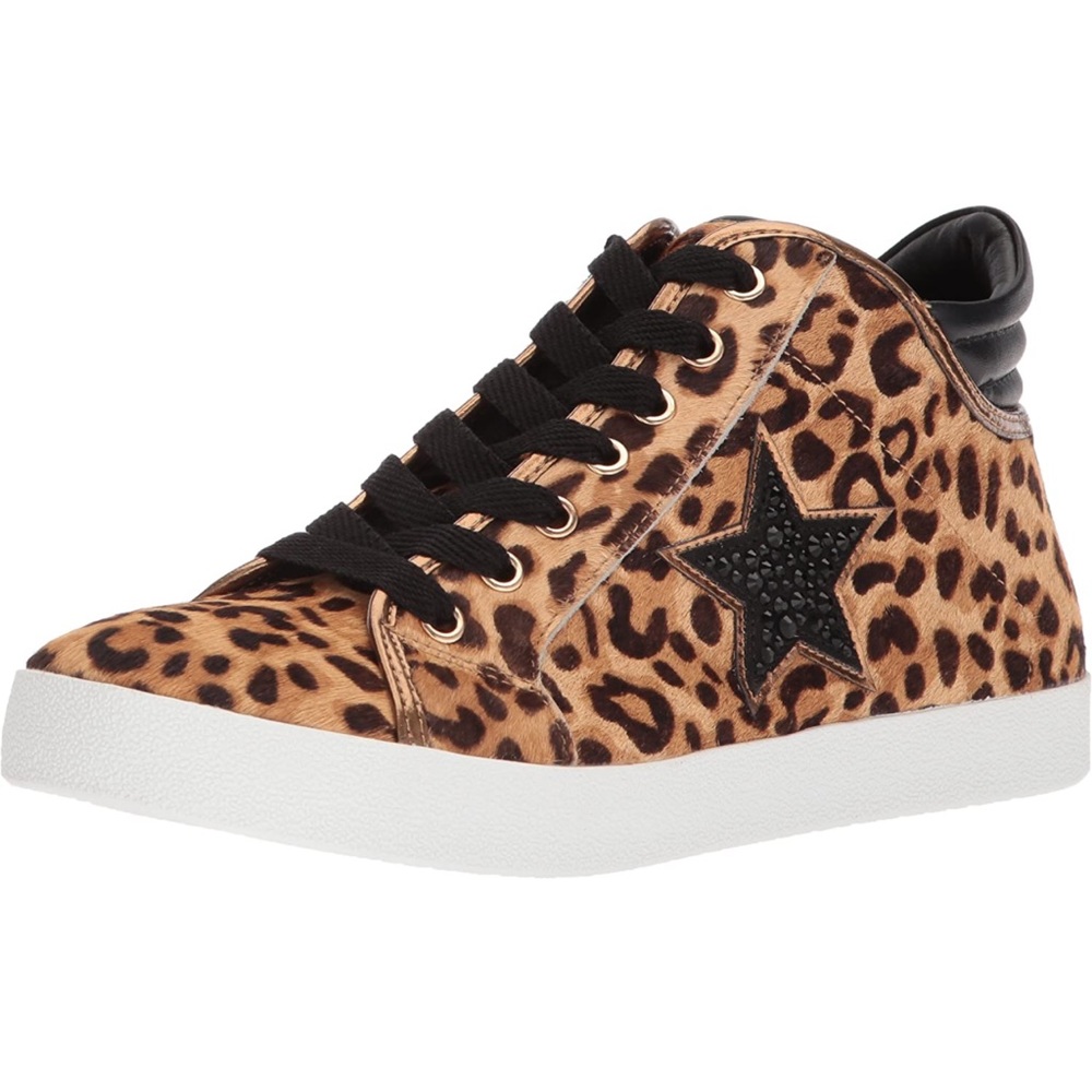 STEVE MADDEN Leopard SAVIOR Star Midtop Sneakers SZ 7